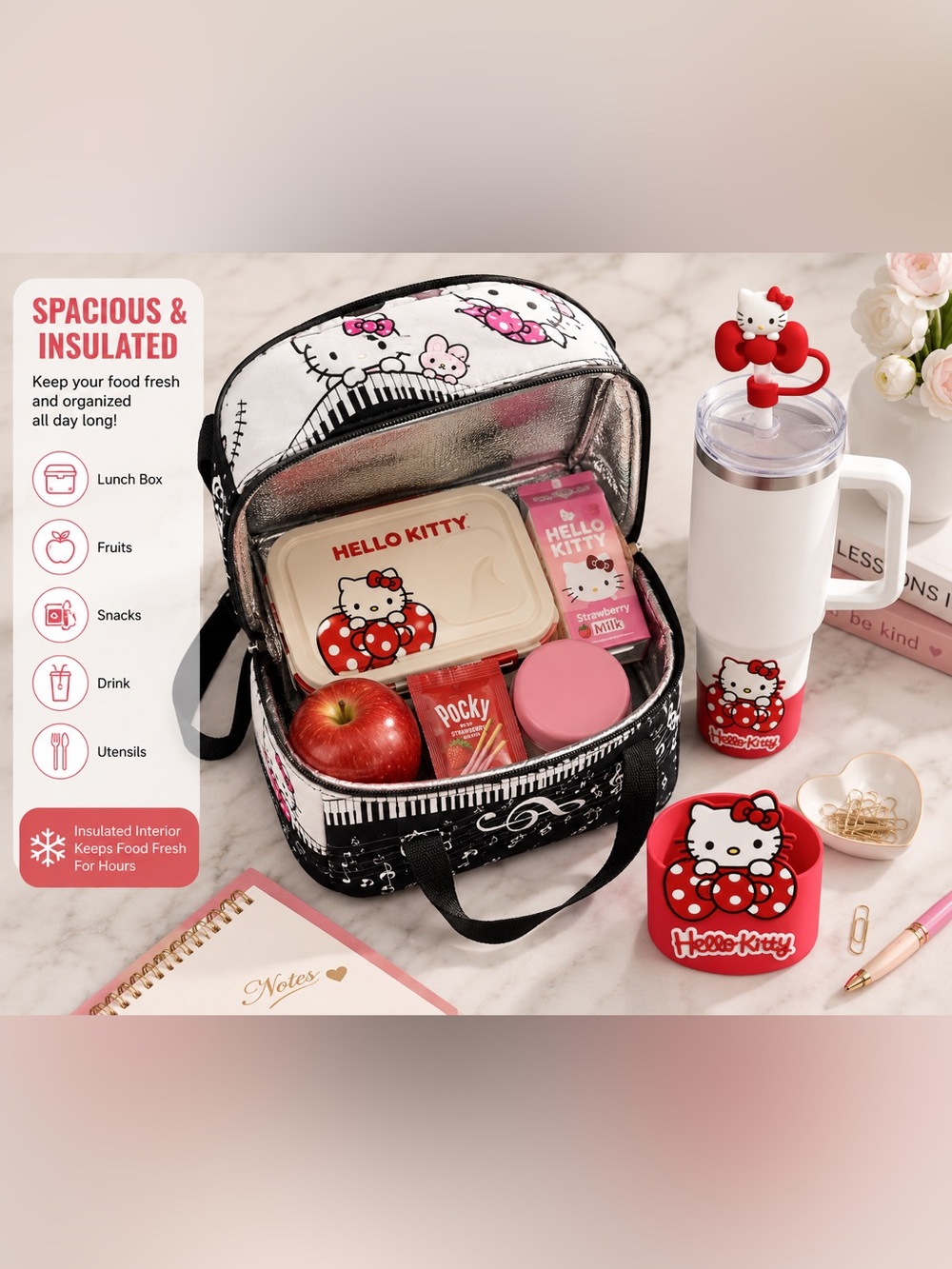 Hello Kitty Kids Black & White Musical Lunch Bag - Picture 8 of 8